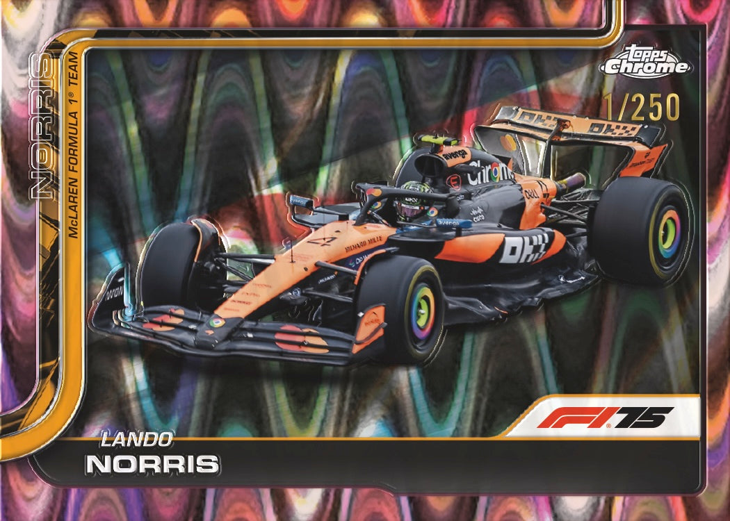1 X F1 Formula 1 2025 Topps Chrome Booster Pack. (4 Trading Cards Per Pack)