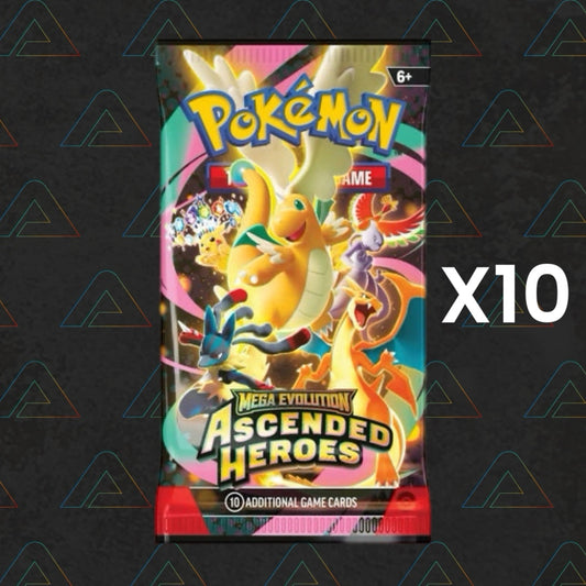 10 x Pokémon TCG: Mega Evolution Ascended Heroes  - Booster Pack (10 Cards)